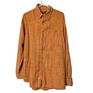 Bob Timberlake Shirt Men’s Button Up LT Org Brush Popper Lumberjack Plaid Weave